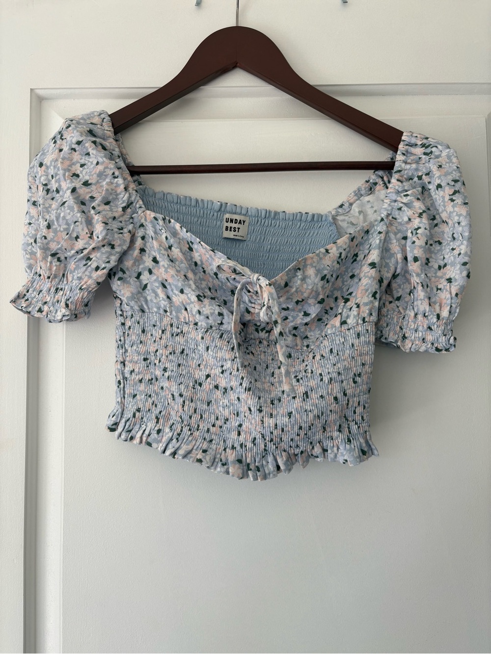 Sunday Best Light Blue Floral Women’s Crop Top